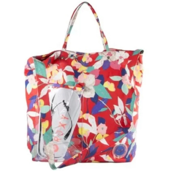 Roxy Getaway Beach Tote Canvas Floral FINAL SALE - Picture 1 of 11